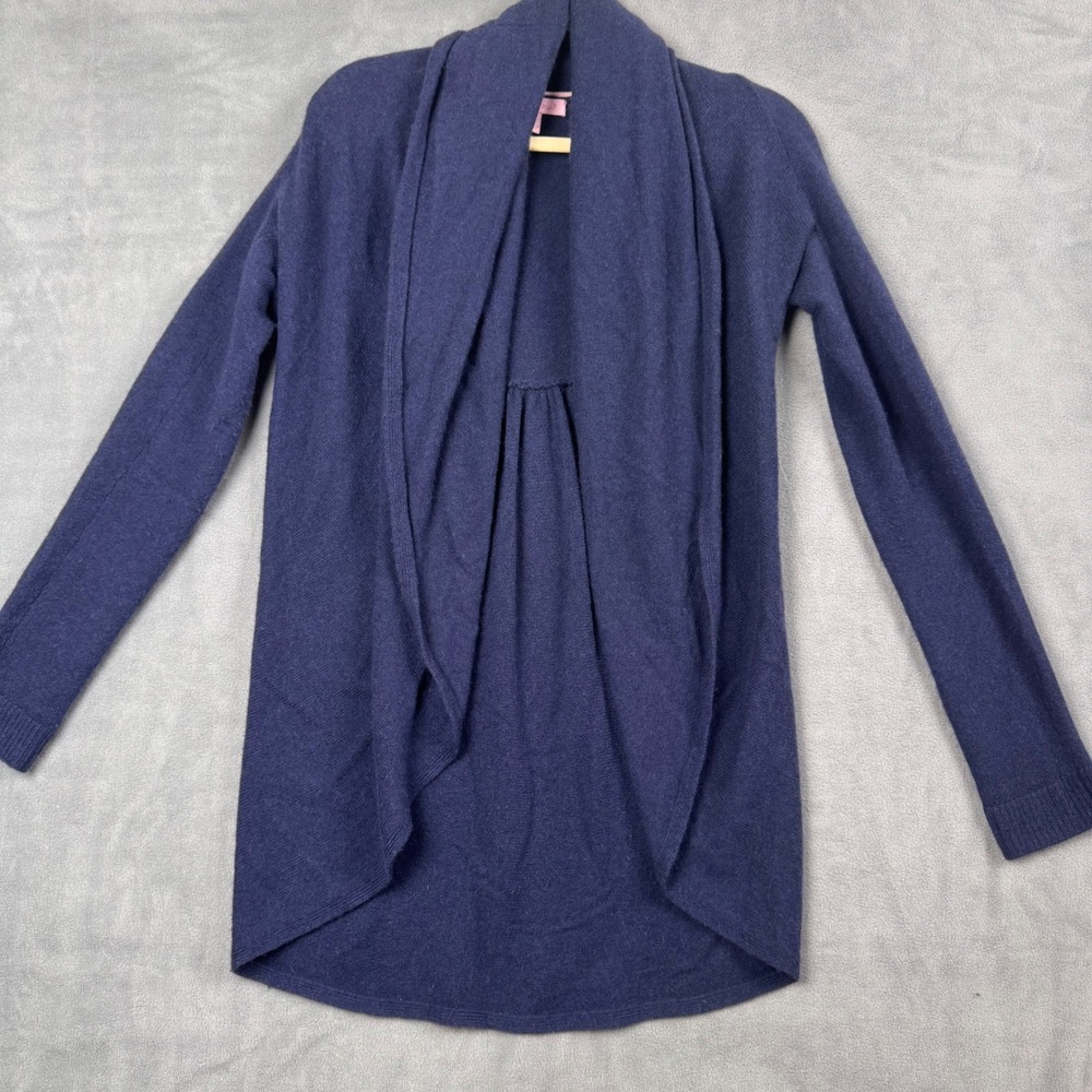 Lilly Pulitzer Womens 100% Cashmere Draped Open Front Cardigan Navy Blue Small